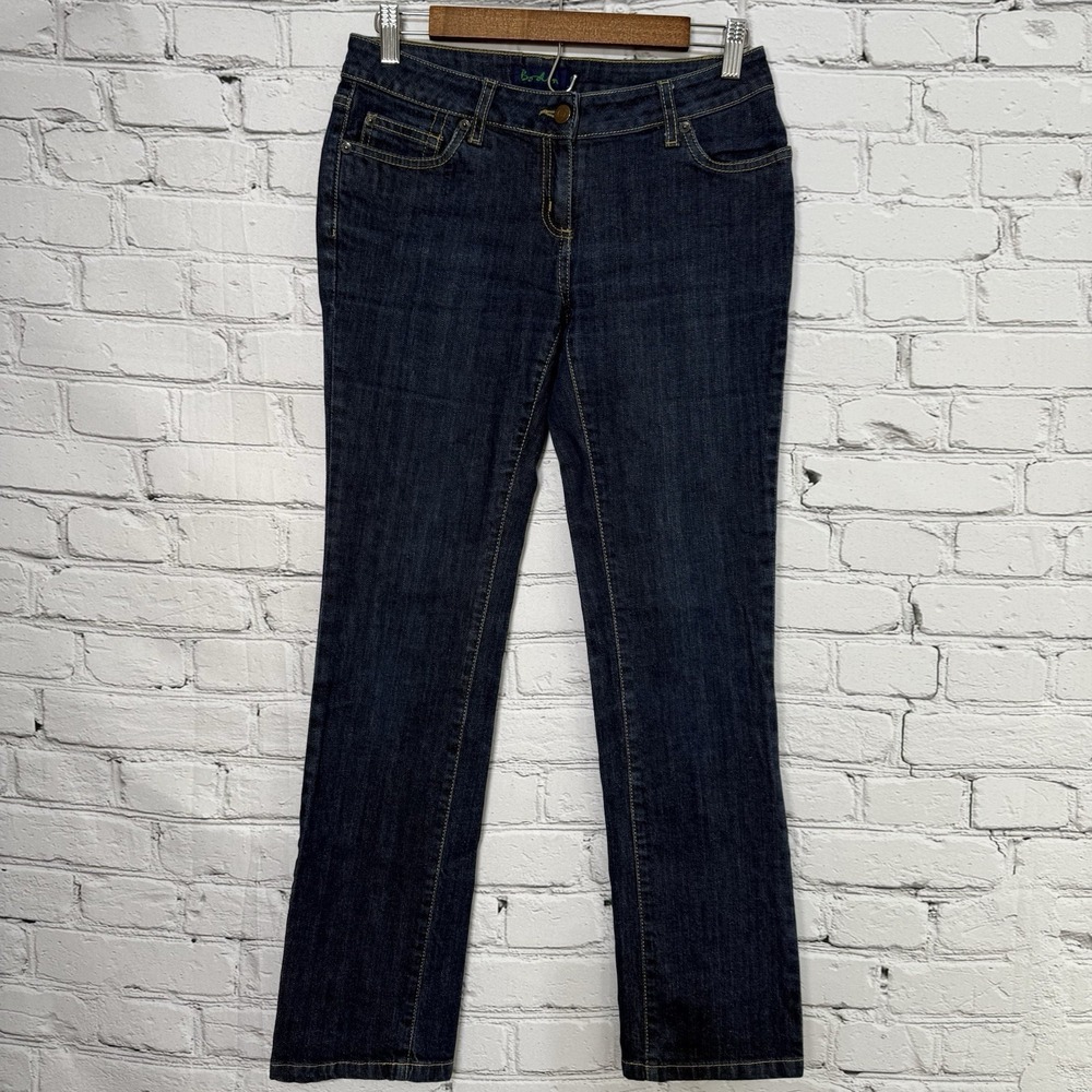 Boden Womens Jeans Size 10R Blue Straight Leg Dark Wash Denim Stretch Low Rise
